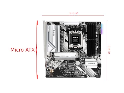 Image of ASRock A620M Pro RS Socket AM5 Micro-ATX Motherboard, Supports AMD Ryzen 9000 /8000 /7000 Series, DDR5 7200+ (OC), 6+2+1 Power Phase, Dual M.2, Dual USB Type-C