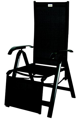 Acamp Liegestuhl klappbar Acatop | Wetterfestes Aluminium-Gestell | Atmungsaktives Acatex-Gewebe | Gartenstuhl Hochlehner verstellbar in 7 Positionen | Liegestuhl Garten in Anthrazit/Nero