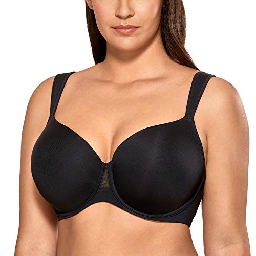 AISILIN - Sujetador Básico Talla Grande con Forro Ligero con Aros para Mujer Negro 105D Cover