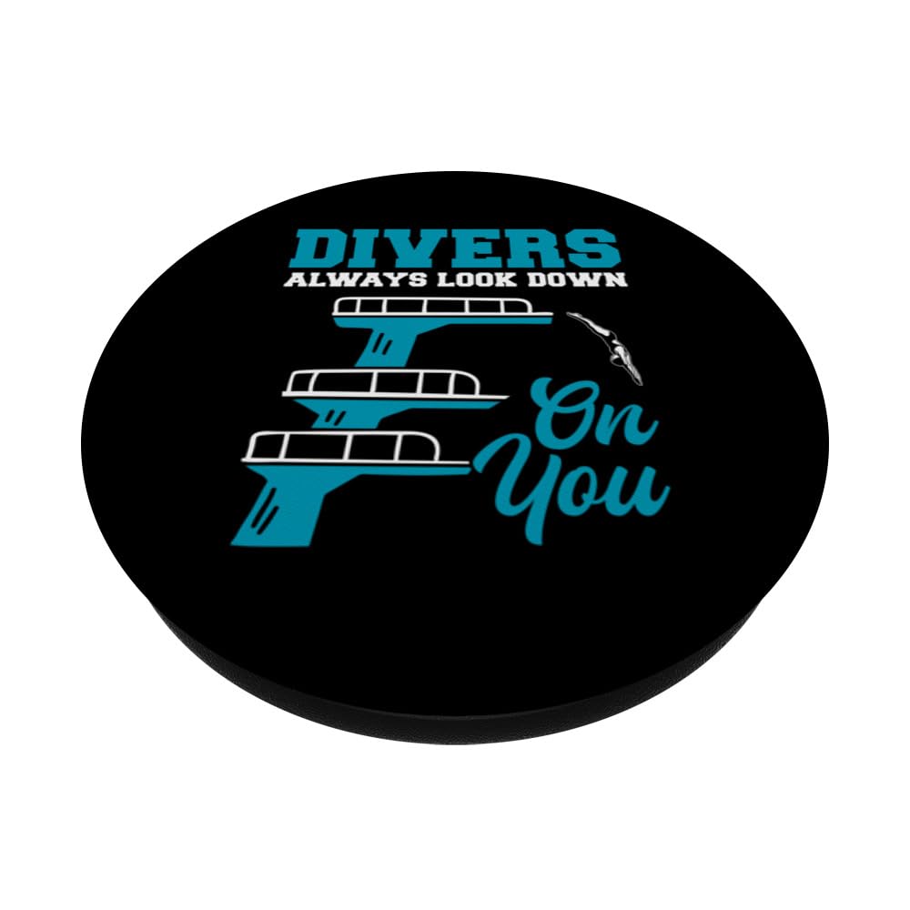 Platform Diving Springboard Diver Swimming Pool Platform PopSockets Swappable PopGrip, Black - Image 2