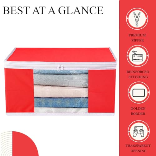 Image of Saree Cover Set of 08 Non-Woven Fabric Clothes Organiser for Wardrobe with Transparent Window & Double Zip Clothes Storage Bag, Garment Cover SC XL Large GCVETR8249653486192725883