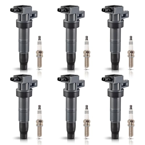 ENA Set of 6 Ignition Coil with 6 Iridium Spark Plug Compatible with Hyundai Kia Azera Genesis Coupe Santa Fe XL Cadenza K900 Sedona Sorento 3.3L 3.5L 3.8L V6 Replacement for UF546 C15442 73013C010