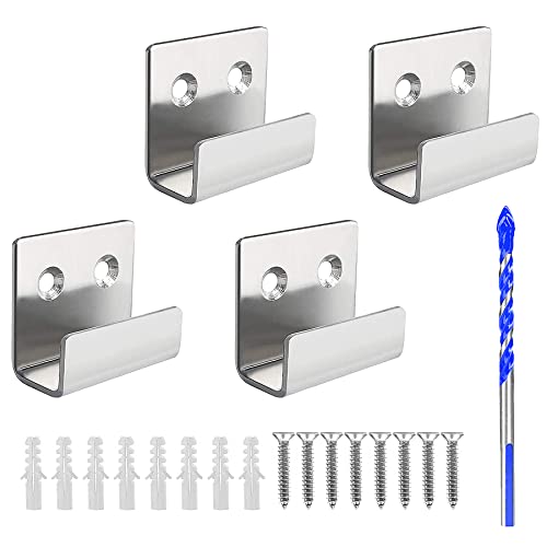 guangyuan U Shaped Brackets Flat Hooks 15mm Stainless Steel Picture Rail Hooks Garden Mirror Clips Mirror Fixings Hanging Kits Heavy Duty Ceramic Tile Display Bracket,4Pcs