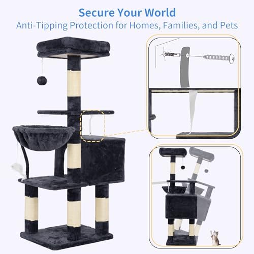 Heybly Cat Tree with Toy — bottom and base construction detail