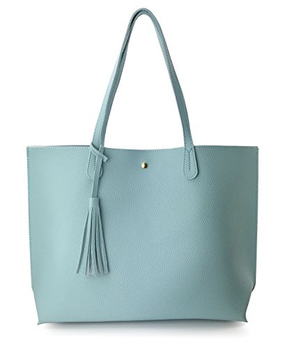 Image of Minimalist Clean Cut Pebbled Faux Leather Tote Womens Shoulder Handbag