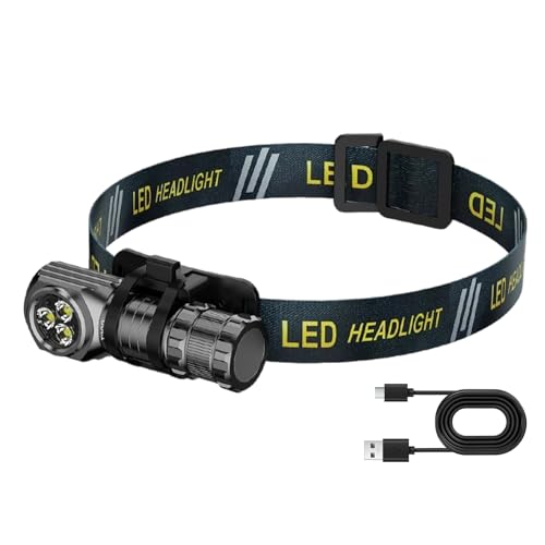 Lampada frontale a fascio largo - luce LED ricaricabile, torcia frontale resistente e impermeabile, torcia da campeggio versatile | Lampada frontalee con fascia regolabile con modalità multiple per