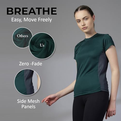Image of CHKOKKO Gym Tshirt for Women Workout Dry Fit t Shirt Sports Tshirt Lightweight Round Neck Breathable Half Sleeve Activewear Mesh Running Yoga Tops for Woman