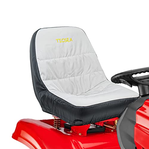 Image of Riding Lawn Mower Seat Cover,Waterproof Tractor Seat Cover fits Tractor Seat Backrests 14.5 inch - 18 inch H Without Armrests, Approx 18.5 inch W