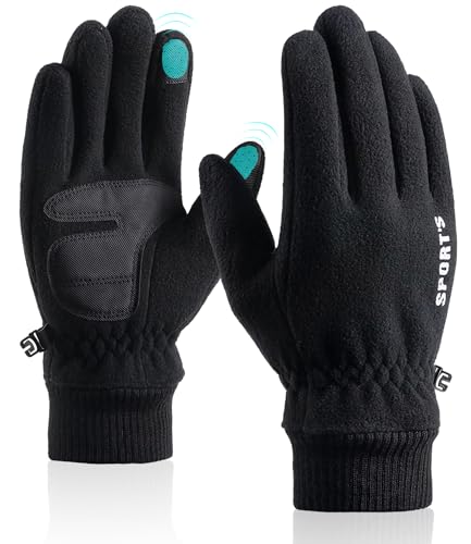 JTSONN Guantes Invierno Hombre y Mujer, Guantes Tactiles, Guantes Térmicos Hombre, Guantes Bicicleta Invierno, Guantes Invierno Termicos Mujer para Ciclismo, Correr, Conducir, Esquiar (Negro)