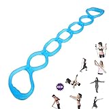 7 Ring Stretch Resistance Exercise Band - Miracle Miles Band, Yoga Stretching, Arm, Shoulders Foot, Leg Butt Fitness Home Gym Physical Therapy Band (Blue)