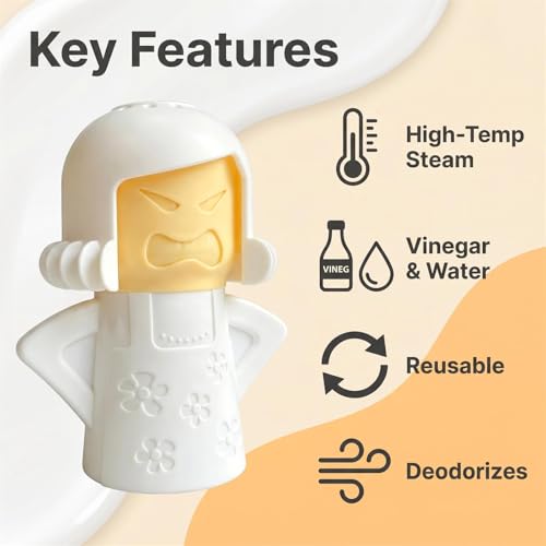 Image of Angry Mama Microwave Oven Steam Cleaner, Angry Mom Microwave Cleaner, Just Add Vinegar and Water, Cut Cleaning Time by Half (White)