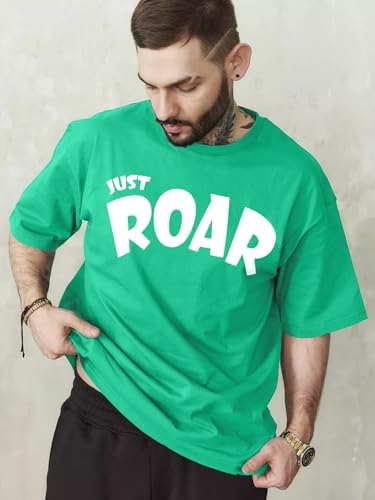 Image of LEOTUDE Men's Cottonblend Oversized Half Sleeve Round Neck Regular Fit T-shirt