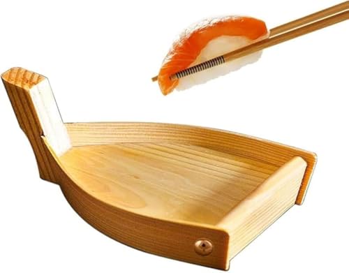 GEBYUI 飲食店旅館業務用に最適 シンプル木製舟型寿司ボート ミニサイズから大盛り対応 刺身盛り皿兼寿司盛台 お肉や和食を美しく盛れるランチプレート 川舟デザインの寿司ツール