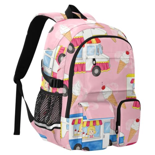 Mochila para laptop escolar grande de 44.5 cm con diseño ergonómico de camión de helado 2