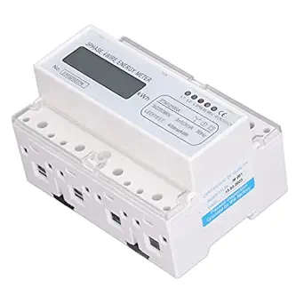 Electricity Energy Usage Monitor, Rail Mounting 3 Phase Plastic Electricity Energy Meter 3x220V/380V 7 Digit for Automobile Manufacturing (3x5(30) A)