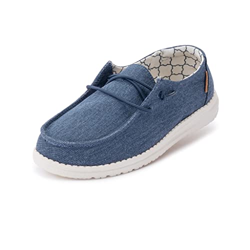 Image of HEYDUDE Girl's Wendy Youth Sparkling Denim Size 9 | Girl's Shoes | Girl's Lace Up Loafers | Comfortable & Light-Weight