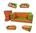 Produktbild Kindersofa mit Bettfunktion 4in1 Matratze Spieltisch Puzzle Sofa für Kinder Spielsofa Orange Grün Kinderzimmer Spielzimmer (Orange+Grün)