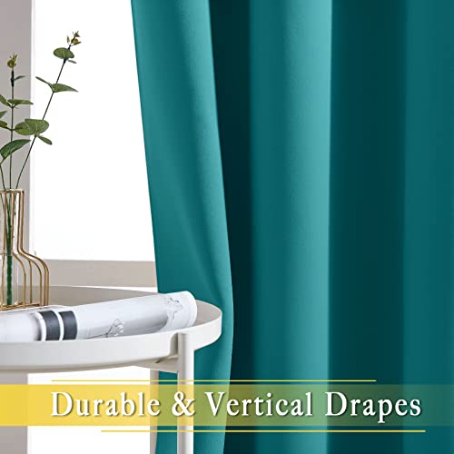 NICETOWN Sliding Glass Door Curtains for Window, Grommet Wide Thermal Curtain Sound Dampening Window Drape for Living Room/Bedroom (Peacock Teal, W80 x L84, 1 Panel)