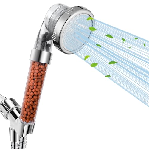 Luxsego Filtered Shower Head for Hard Water, High Pressure 3 Modes Shower Heads with Handheld Spray, Water Softener Showerhead Set with Mineral Beads to Remove Chlorine & Fluoride for Dry Ha
