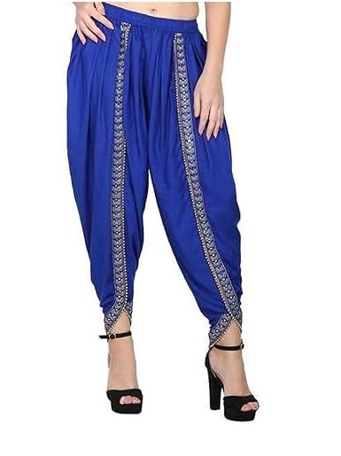 blue star shark BLAGON Present Full Length Free Size (28 Till 36) Embroidery Lace Solid Dhoti Pant for Women | Rajasthani Dhoti | Plain Dhoti | Rayon Regular Fit (Pack of 1)-picture-21