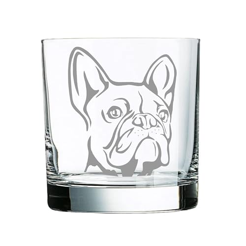 French Bulldog Engraved Whiskey Glass - 11 oz Rocks Glass for Dog...