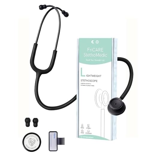 FriCARE Lightweight Dual Head Stethoscope for Medical Professionals Doctors, Aluminum Chestpiece and Headset, All Black Matte Finish Tube