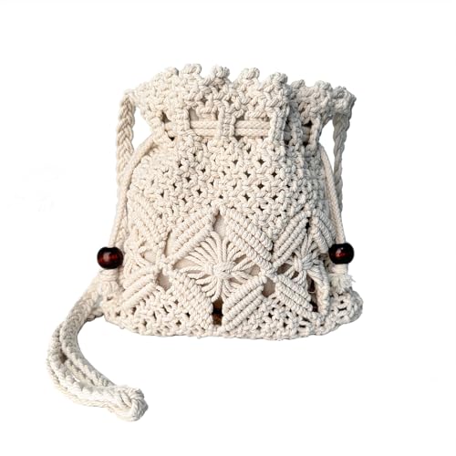 Eiyye Crochet Purse Summer Beach Purse, Crochet String Bag Boho Crossbody Handwoven Bag Crochet Purse (Off White)