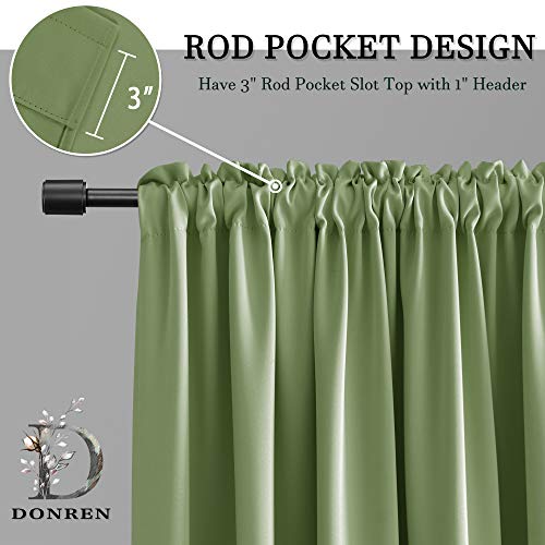 Image of DONREN Patio Door 108 Inches Long Curtain Panels - Ceiling to Floor Extra Long Drape Curtains Window Treatment for Sliding Glass Door (Sage,2 Pieces,W 52 x L108 inches)