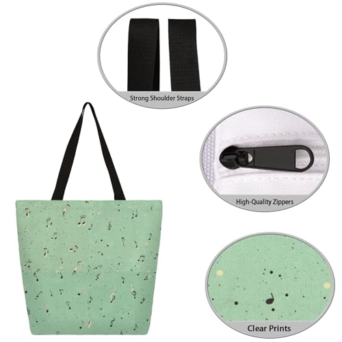 Abstract Musical Notes Large Capacity Canvas Tote Bag Stylish Handheld Shoulder Bag Reusable Shopping Bag for Work Travel Beach Trips Shopping3
