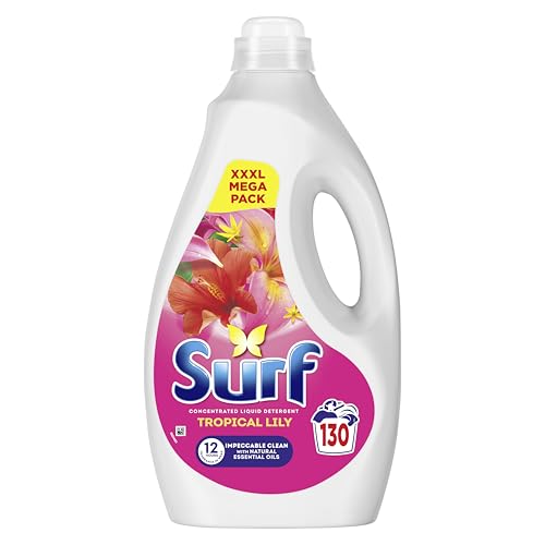 Surf Tropical Lily Laundry Washing Liquid Detergent with a joy-infused fragrance & essential oils lasting up to 12 hours in wear for brilliantly clean results 130 washes 3.5 L