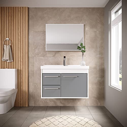 Gabinete Armario para Banheiro 100% MDF com Cuba - Potenza 60cm (Gianduia)