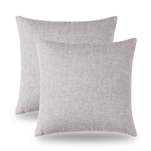 DALINA Textil - Fundas de Cojines 2 Unidades de 50 x 50 cm - Fundas para Almohadas con Cremalleras diseño Lino Laminado por Las Dos Caras - 2 Fundas Beige