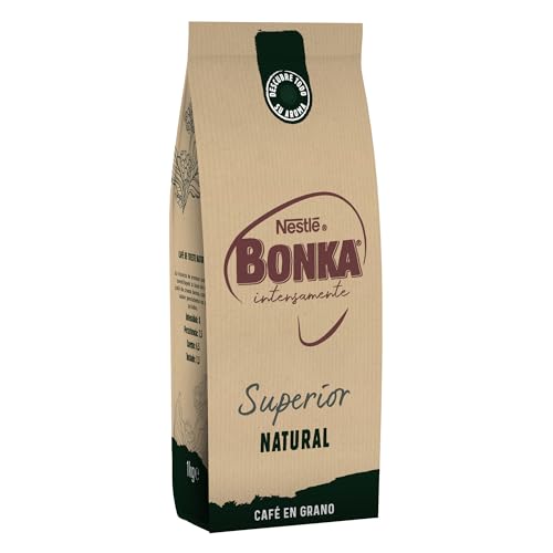 Bonka cafe en grano tostado natural superior, Ideal para maquina de cafe Espresso - 1 paquete x 1 kg