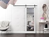 SARTODOORS Lucia 1299 | Interior Single Sliding barn Door with Mirror, Solid Wood, 42x84, White, Modern Style | Hardware Included