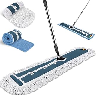 MASTERTOP Large Flat Mop, 105cm Wide Industrial Mop with 2 Replacement Heads, Commercial Heavy Duty Floor Mops for Hard Floors, Dust Sweeper for Warehouse Hotel Garage Cleaning