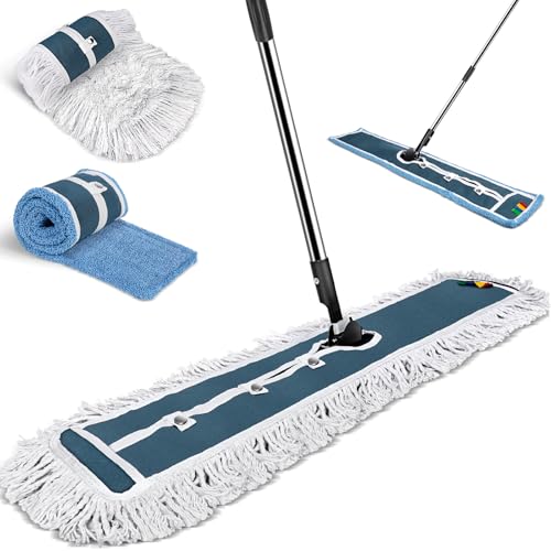 MASTERTOP Large Flat Mop, 105cm Wide Industrial Mop with 2 Replacement Heads, Commercial Heavy Duty Floor Mops for Hard Floors, Dust Sweeper for Warehouse Hotel Garage Cleaning