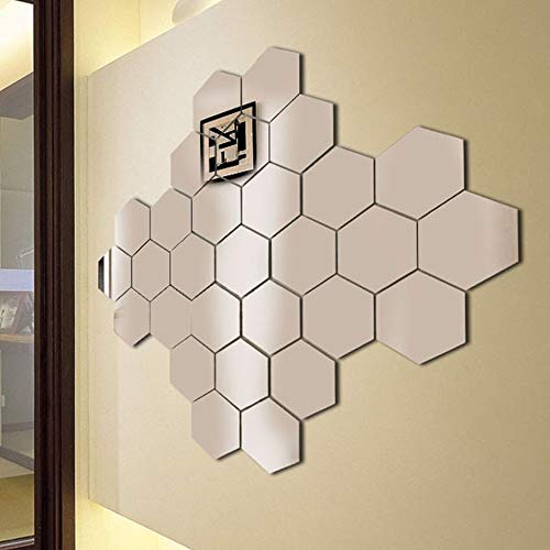 Ajcoflt 12 Peça 3D Hexágono Acrílico Espelho Adesivos de Parede DIY Art Decoração Mural Adesivos Hom