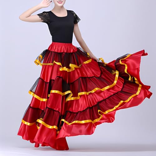 Robe de bal style jupe de danse espagnole longue et ample à volants - 7