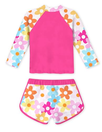 Image of Vogseek 4-10T Girls Rashguard 2 Pieces Long Sleeve Swimsuit Swimwear with Shorts