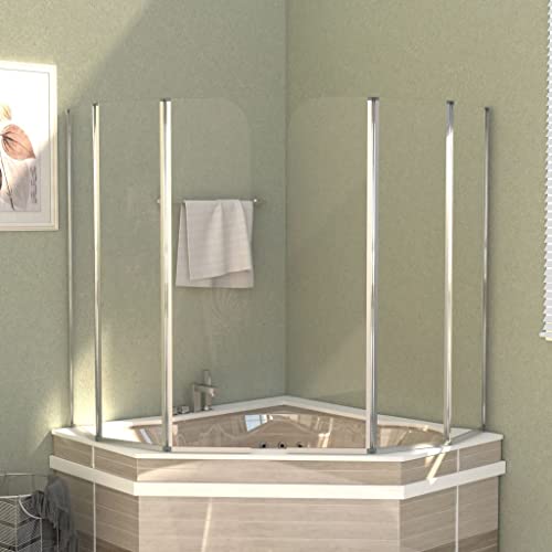 Lot de 2 parois de douche en verre trempé transparent 104 x 130 cm pour baignoire, gain de place