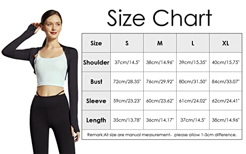 Women Cardigan Bolero Shrugs Arm Sleeve Cropped Shrugs Stretch Long Sleeve Shrugs Open Front Athletic Shrugs Casual Soft Shrugs Black Xl #TOP3