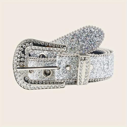 Delicate Adjustable Rhinestone Buckle Belt Woman Full Sequins Waist Belts Cowgirl Girls Belt For Jeans Men3