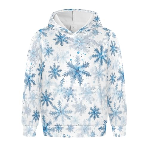 Kids Hoodies Sweaters Christmas Xmas Snowflake Hooded Sweatshirts with Big Pockets for Boys Girls B0400396