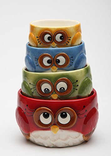 Fine Ceramic Stack-able Owl Measuring Cups Set of 4 4 pcs Set 4-38 L