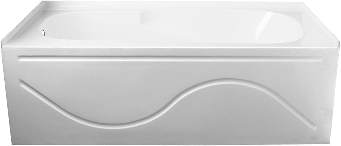 Aqua Eden VTAP603216L 60-Inch Acrylic Anti-Skid 3-Wall Alcove Tub with Left Hand Drain Hole, White