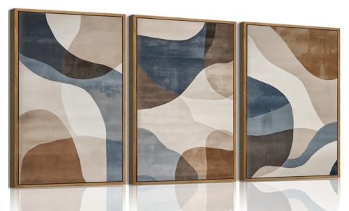 KISSFOX 3 Piece Framed Wall Art Abstract Wall Decor Beige