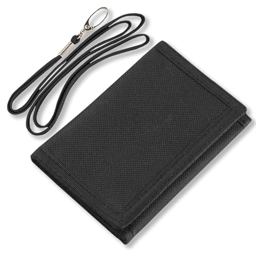 NEICY RFID Blocking Canvas Wallet for Men and Women - Camo Trifold Outdoor Sports Wallets with Magic Sticker for Teen Kids (Black Set)