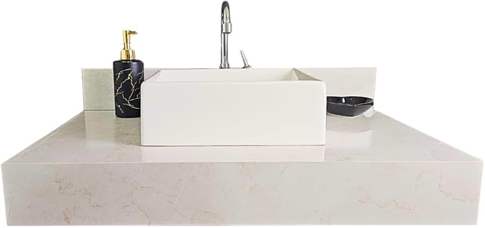 Bancada 100% Porcelanato 60x45 Para Banheiro Lavabo Moderna Elegante (Bege)