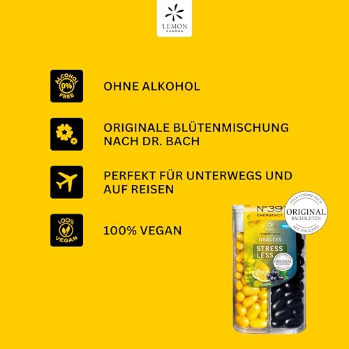 Original Bachblüten N°39 Emergency Stressless Tag & Nacht Dragees nach Dr. Bach von Lemon Pharma, Vegan