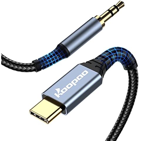 KOOPAO USB C to 3.5mm Audio Aux Jack Cable, Type C Adapter to 3.5mm Headphone Stereo Cord Car Compatible with iPad Pro 2018 Google Pixel 2 3 XL Moto Z and Galaxy Note10+ Huawei HTC Cover